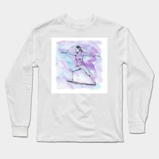 Yoga Pose Warrior Illustration Long Sleeve T-Shirt